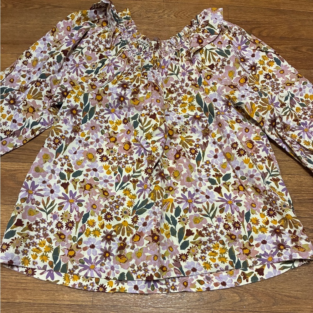 Women’s Sonoma Floral Patterned Top 3/4 Sleeves Size Extra Small